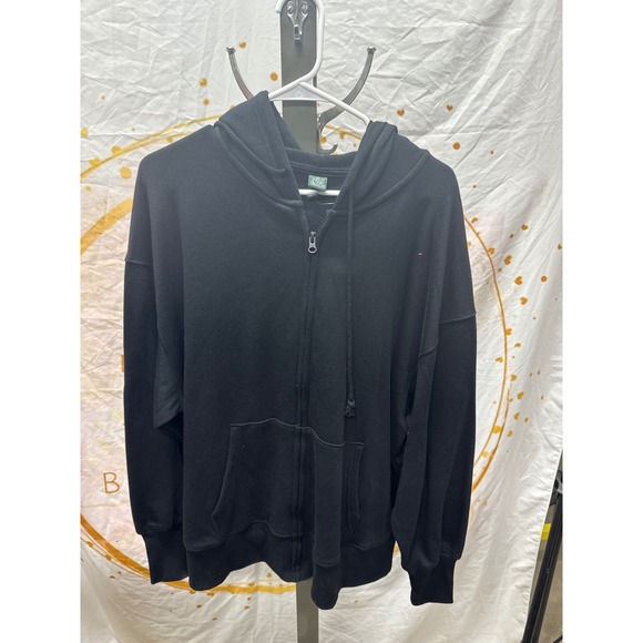Women's Oversized Zip-up Hoodie - Wild Fable™ Black Size M - Picture 2 of 5